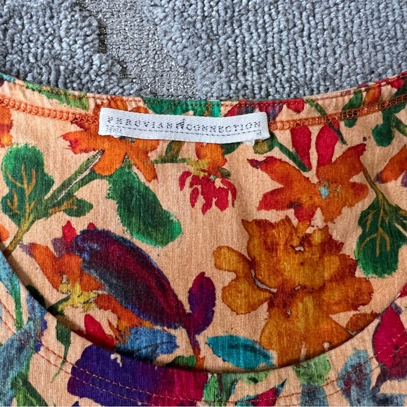 ❌SOLD❌ PERUVIAN CONNECTION Floral Pima Cotton Short Sleeve Dress - Picture 4 of 5